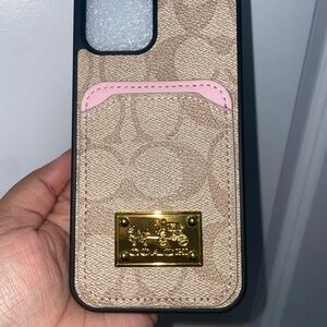 Tan and Pink iPhone Case with card holder